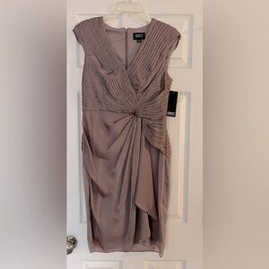 Adrianna Papell Brown Ruched Asymmetrical Sheath Dress